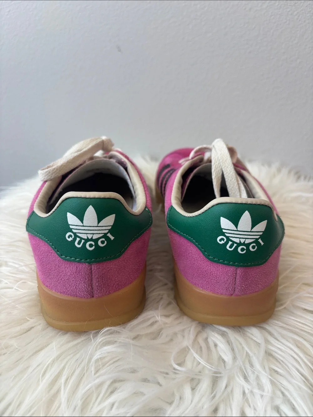 GUCCI adidas Pink and Black Suede Low-Top Sneakers